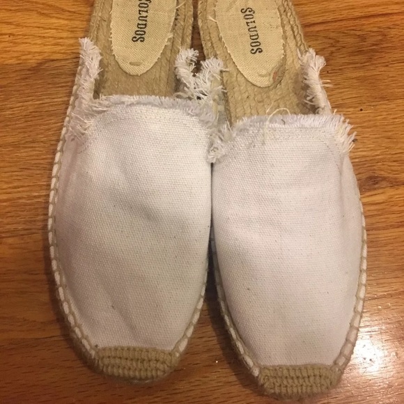 white canvas mules